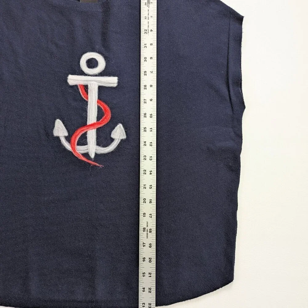 Aaeda Women's Nautical Oversized Sleeveless Sweater Size Large Navy